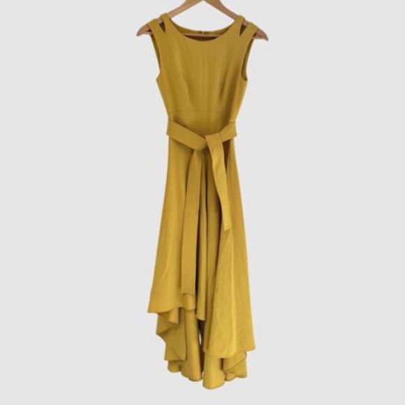 Karen Millen Yellow High Low Midi Dress US2 ($399) - Picture 2 of 11